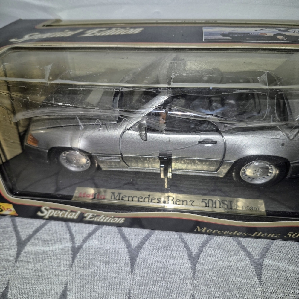 Mercedes-Benz 500SL Model Car. Maisto 1989 Mercedes Silver Convertible. NEW - Picture 8 of 8